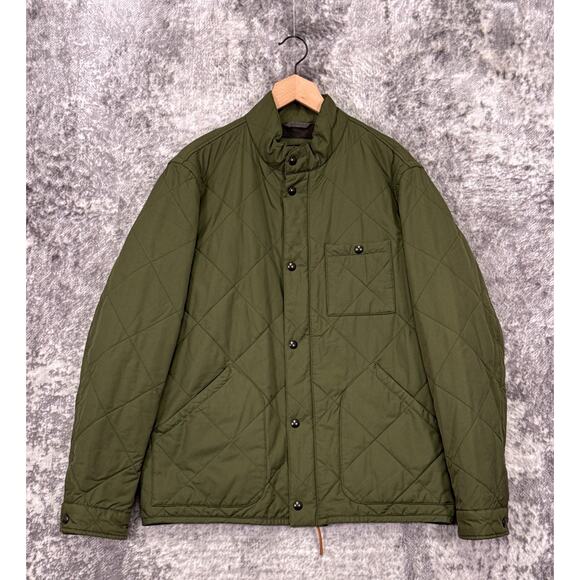 J Crew Jacket Large Mens Sussex Quilted Green Thermal Insulation - Picture 1 of 10